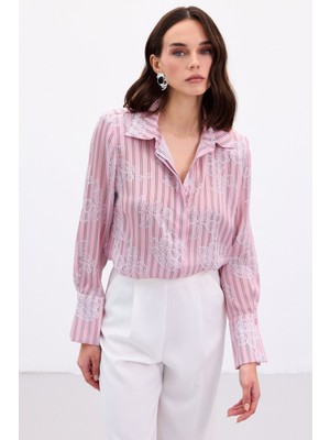 Sateen Geniş Manşetli Gömlek - Pembe