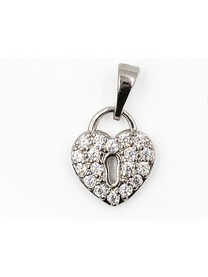Sose Moda Zirkon Taşlı Kalp Model Xuping Kolye Ucu Gümüş – 1.5 Cm, Mıhlama Işçilik