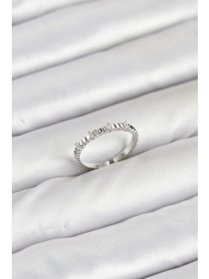 Bsre Pirinç Lazer Kesim Kadın Yüzük (Gümüş Renk)