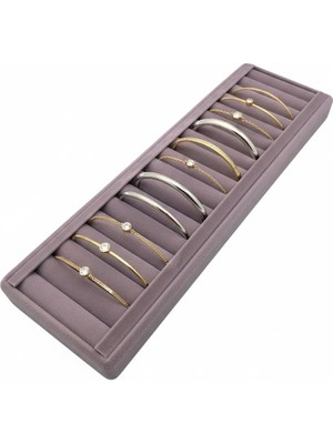 Megass Dekor Süet Kaplama Lila Renk 11/34 cm Sosisli Bileklik-Kelepçe Tablası