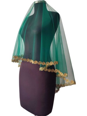 Moda Nur Duvak, Gelin Duvak, Gelin Kına Duvak, Yüz Örtüsü ,yeşil Duvak