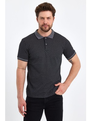 Yakamor Erkek Desenli Pola Yaka T-Shırt