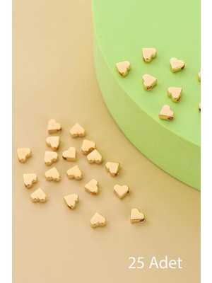 New Obsessions Dıy Takı Yapım Malzemesi 25 Parça Altın Kaplama Kalp Ara Aparatı - Altın