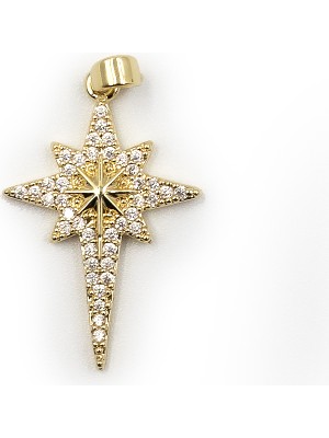 Sose Moda Kuzey Yıldızı Model Zirkon Taşlı Xuping Kararmaz Kolye Ucu - Gold