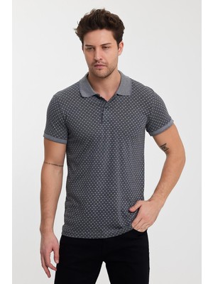 Yakamor Erkek Desenli Pola Yaka T-Shırt