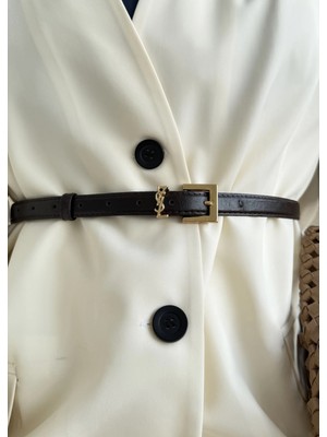 Moda Aksa Ysl Deri Kemer Siyah