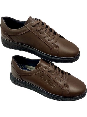 Sula Erkek Bağcıklı Ayakkabı  Iç ve Dış Yüzey Deri Dikişli Kauçuk TABAN-104-KAHVE-