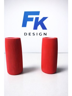 Fk Design Dekoratif Hediyelik Çizgili Büyük Boy 2'li Vazo