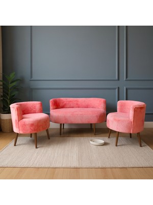 Azra Mobilya Sydney Modern Koltuk Takımı | Modern Iskandinav Tarzı | Welsoft Yumuşak Kumaş | Gül Kurusu