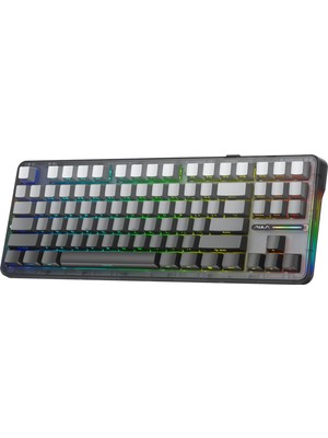 Aula F87 Pro Mekanik Rgb Tkl Graywood V4 Switch Kablosuz Makrolu Hot Swap Klavye Gradyan Gri