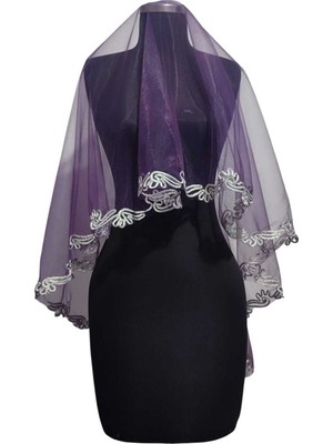 Moda Nur Duvak, Gelin Duvak, Gelin Kına Duvak, Yüz Örtüsü ,mor Duvak