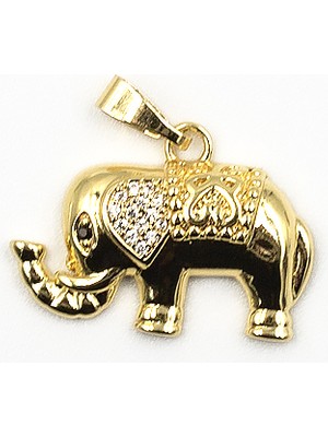 Sose Moda Zirkon Taşlı Fil Model Kararmaz Kolye Ucu - Gold