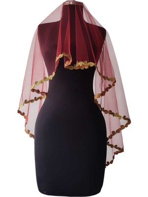 Moda Nur Duvak, Gelin Duvak, Gelin Kına Duvak, Yüz Örtüsü ,kırmızı Duvak