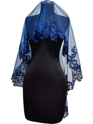 Moda Nur Duvak, Gelin Duvak, Gelin Kına Duvak, Yüz Örtüsü ,lacivert Duvak