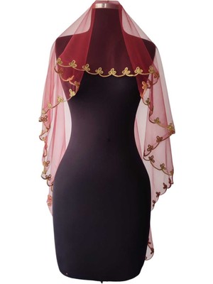 Moda Nur Duvak, Gelin Duvak, Gelin Kına Duvak, Yüz Örtüsü ,kırmızı Duvak