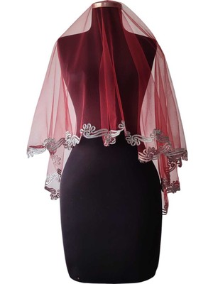 Moda Nur Duvak, Gelin Duvak, Gelin Kına Duvak, Yüz Örtüsü ,kırmızı Duvak