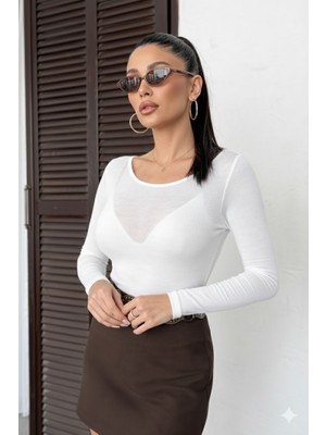 Salome Butik Kayık Yaka Transparan Bluz