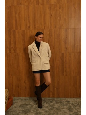 Salome Butik Kadın Yumuşak Sakallı Kaşe Ceket