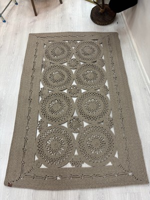 MaVaux Dune Natural Hasır Jüt Kilim El Dokuması Şık Tasarım Salon Yatak Odası Koridor Kullanıma Uygun