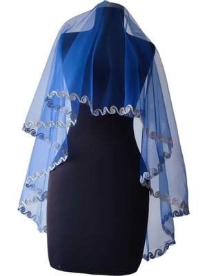 Moda Nur Duvak, Gelin Duvak, Gelin Kına Duvak, Yüz Örtüsü ,mavi Duvak