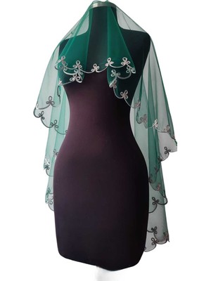 Moda Nur Duvak, Gelin Duvak, Gelin Kına Duvak, Yüz Örtüsü, Yeşil Duvak