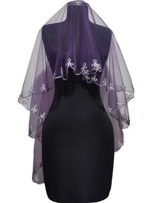 Moda Nur Duvak, Gelin Duvak, Gelin Kına Duvak, Yüz Örtüsü ,mor Duvak