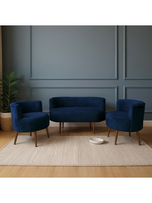 Azra Mobilya Sydney Modern Koltuk Takımı | Modern Iskandinav Tarzı | Welsoft Yumuşak Kumaş | Lacivert