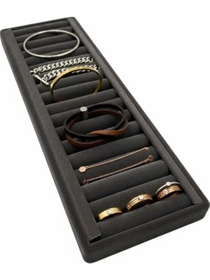 Megass Dekor Süet Kaplama Füme Renk Sosisli 35/11 cm Bileklik Kelepçe Tablası