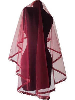 Moda Nur Duvak, Gelin Duvak, Gelin Kına Duvak, Yüz Örtüsü ,kırmızı Duvak