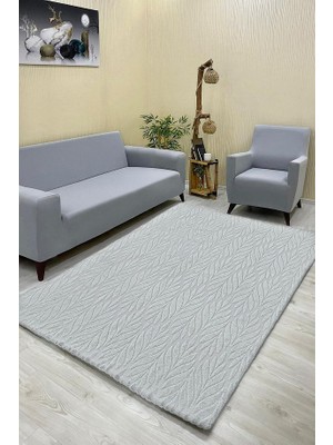 Yaprak Model Welsoft Halı Örtüsü Açık Gri Renk - 160 x 230