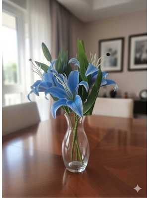 Yasima Yapay Islak Mavi Lilyum 1 Adet Ev Vazo Aranjmanı