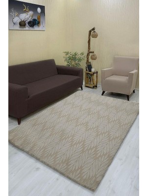 Yaprak Model Welsoft Halı Örtüsü Vizon Renk - 160 x 230