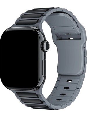 Dexmon Apple Watch 11 10 9 8 7 6 Se Ultra Uyumlu 42 44 45 46 49MM Çift Renk Bakla Desen Hibrit Silikon Kordon