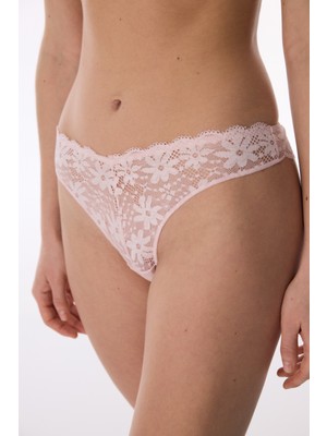 Penti Açık Pembe V Model Lace Dantel Brazilian Külot