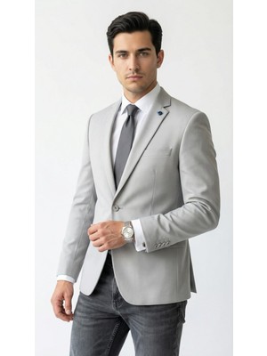 Plus Scorpion Erkek Blazer Ceket Twill Dokuma Likralı  Notch Yaka 1 Düğmeli Çift Yırtmaçlı  Slim Fit