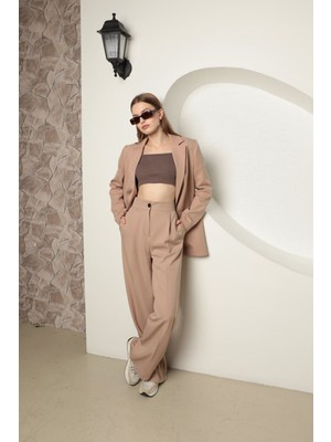 End Black Store Atlas Kumaş Oversize Bej Kadın Ceket