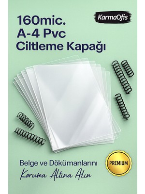 KarmaOfis 160 Micron A4 Şeffaf PVC Ciltleme Kapağı Dayanıklı ve Profesyonel Sunum Kapakları