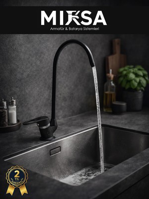 Mixsa Lüx Siyah Aç Kapa Arıtma Musluğu Bataryası