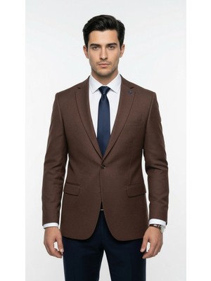 Plus Scorpion Erkek Blazer Ceket Twill Dokuma Likralı  Notch Yaka 1 Düğmeli Çift Yırtmaçlı  Slim Fit