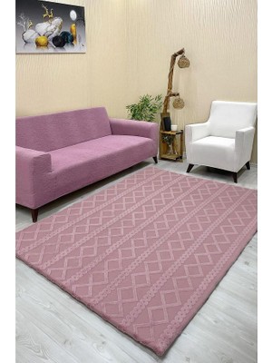Örgü Model Welsoft Halı Örtüsü Pudra Renk - 160 x 230