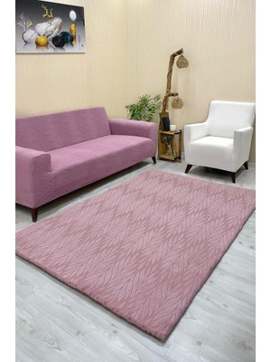 Yaprak Model Welsoft Halı Örtüsü Pudra Renk - 160 x 230