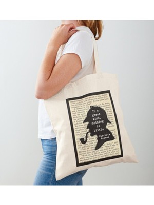 Giftora Sherlock Holmes Yazı Ham Bez Çanta