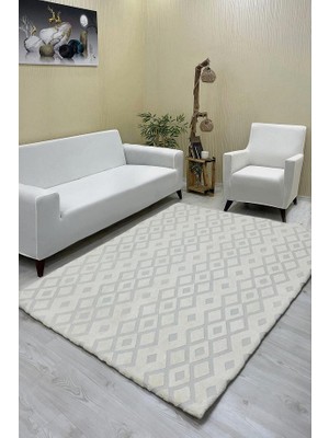 Karnaval Model Welsoft Halı Örtüsü Krem Renk - 160 x 230
