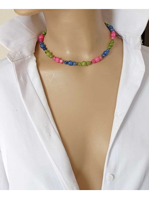 Sinem Şanlı Lavanta Unisex Doğal Akik Bakır Minimal Kolye