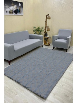 Örgü Model Welsoft Halı Örtüsü Koyu Gri Renk - 160 x 230