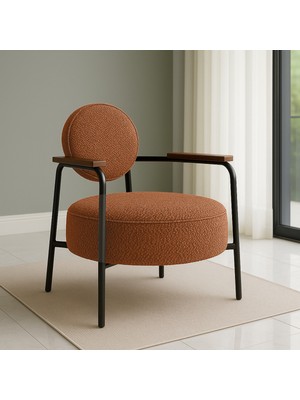 Azra Mobilya Venüs Metal Ayaklı Modern Berjer Koltuk - Soft Kumaşlı, Renk Seçenekli, 60X60 cm Tarçın