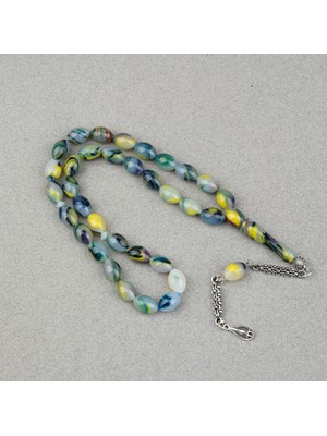 Lapisdo Arizona Katalin Alpaka Püskül Beyzi Kesim 8X12MM Tesbih- Yeşil