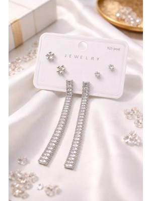 Ares 01 Store Zirkon Taşlı 3’lü Küpe Seti