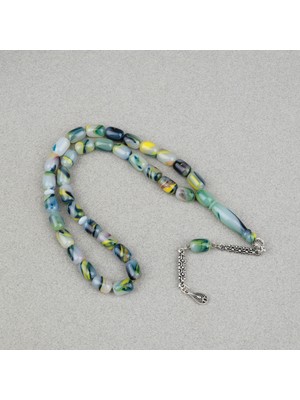 Lapisdo Arizona Katalin Alpaka Püskül Kapsül Kesim 8X12MM Tesbih- Yeşil Beyaz