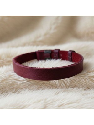 Uretti - Ali 7128 4256 El Yapımı Kırmızı Erkek Deri Bileklik